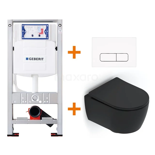 Toilet set Matte black Shortened with Easy clean + Geberit UP320 concealed cistern TOI463