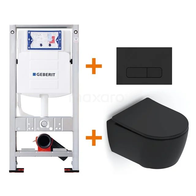 Toilet set Matte black Shortened with Easy clean + Geberit UP320 concealed cistern TOI468