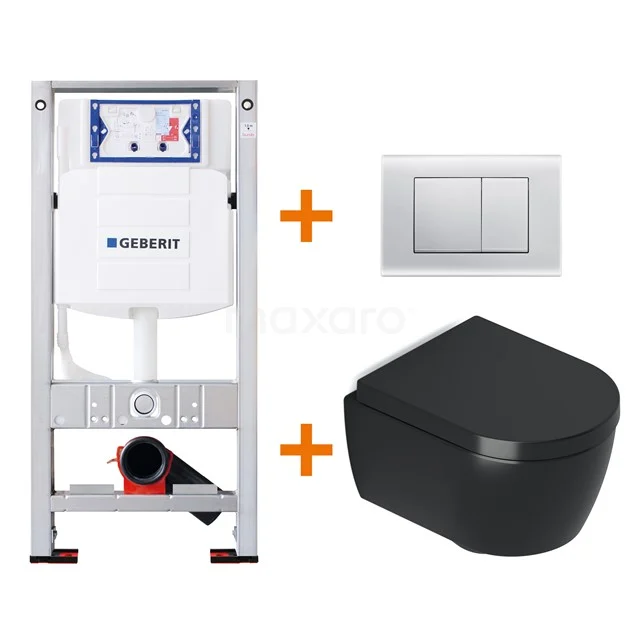 Toilet set Matte black Shortened with Easy clean + Geberit UP320 concealed cistern TOI477