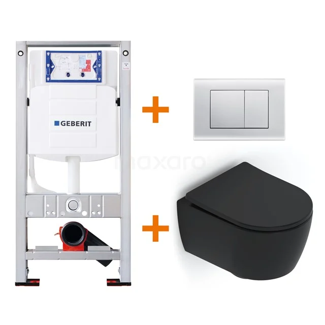 Toilet set Matte black Shortened with Easy clean + Geberit UP320 concealed cistern TOI478