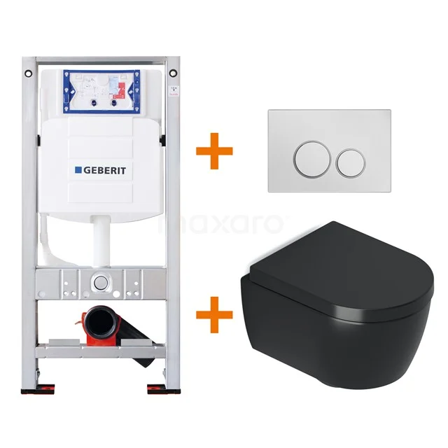 Toilet set Matte black Shortened with Easy clean + Geberit UP320 concealed cistern TOI481