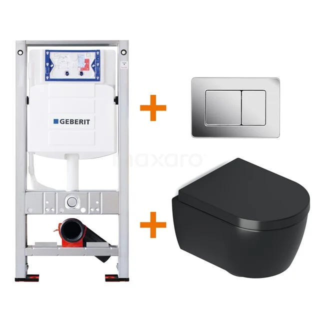 Toilet set Matte black Shortened with Easy clean + Geberit UP320 concealed cistern TOI483