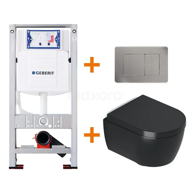 Toilet set Matte black Shortened with Easy clean + Geberit UP320 concealed cistern TOI485
