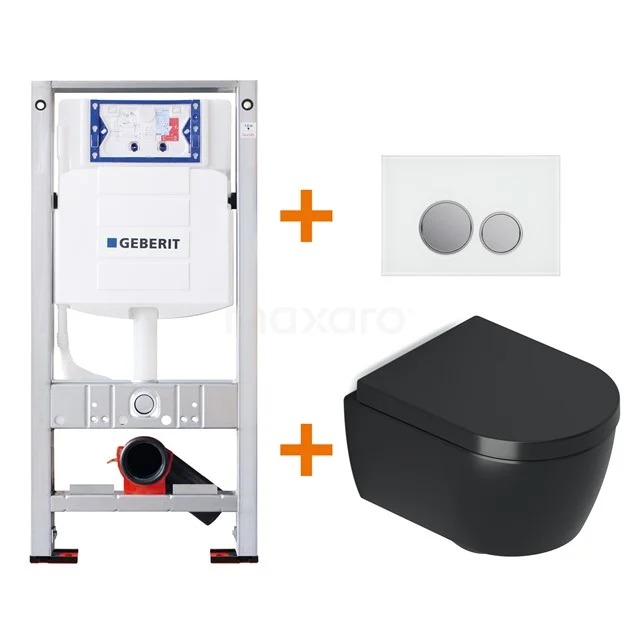 Toilet set Matte black Shortened with Easy clean + Geberit UP320 concealed cistern TOI487