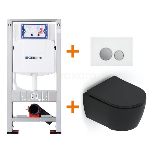 Toilet set Matte black Shortened with Easy clean + Geberit UP320 concealed cistern TOI488
