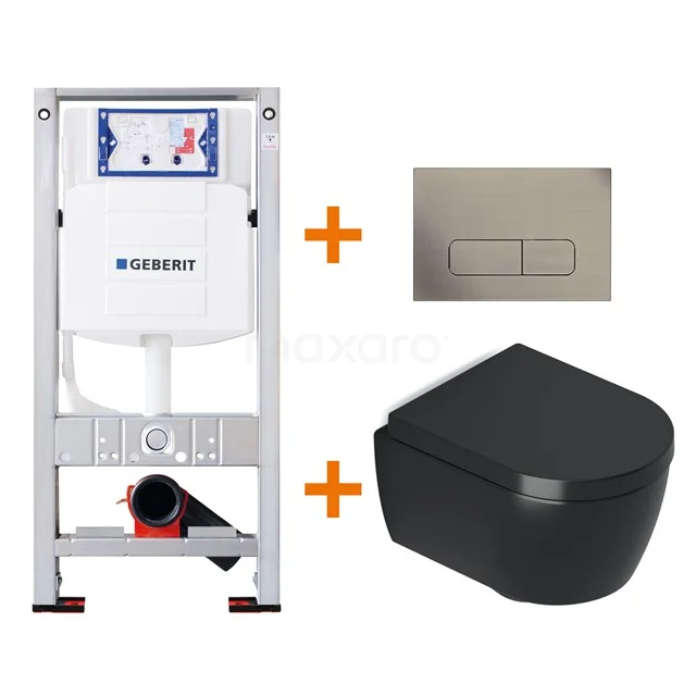 Toilet set Matte black Shortened with Easy clean + Geberit UP320 concealed cistern TOI491