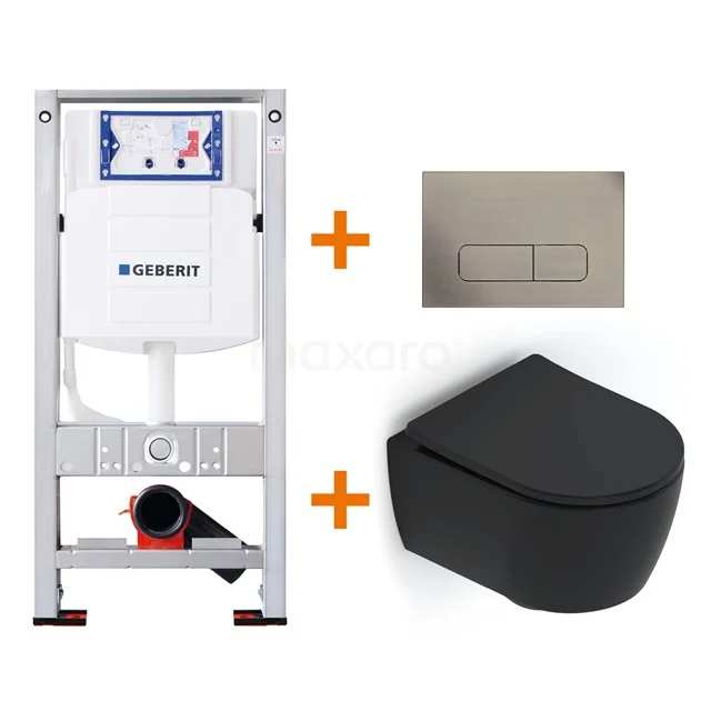 Toilet set Matte black Shortened with Easy clean + Geberit UP320 concealed cistern TOI492