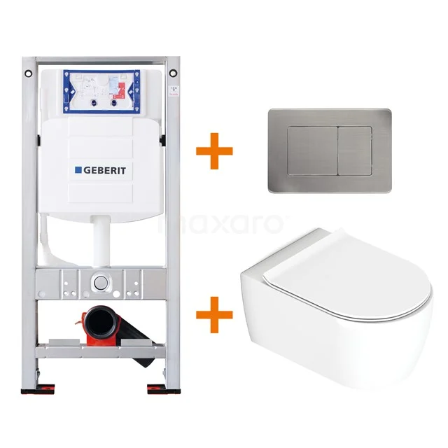 Toilet set Gloss white with rim + Geberit UP320 concealed cistern TOI052
