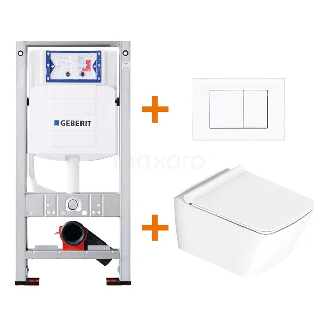 Toilet set Gloss white with rim + Geberit UP320 concealed cistern TOI317