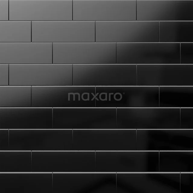 Black glossy wall tile with rectangular design, ideal for a modern and stylish bathroom finish.