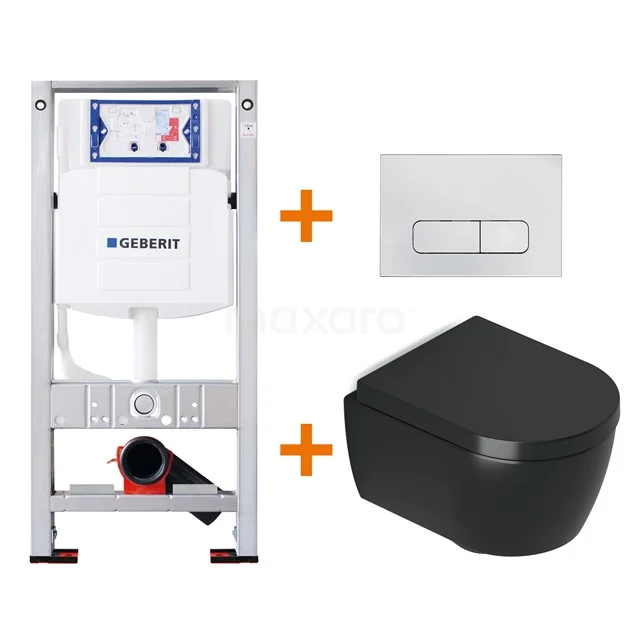 Toilet set Matte black Shortened with Easy clean + Geberit UP320 concealed cistern TOI479
