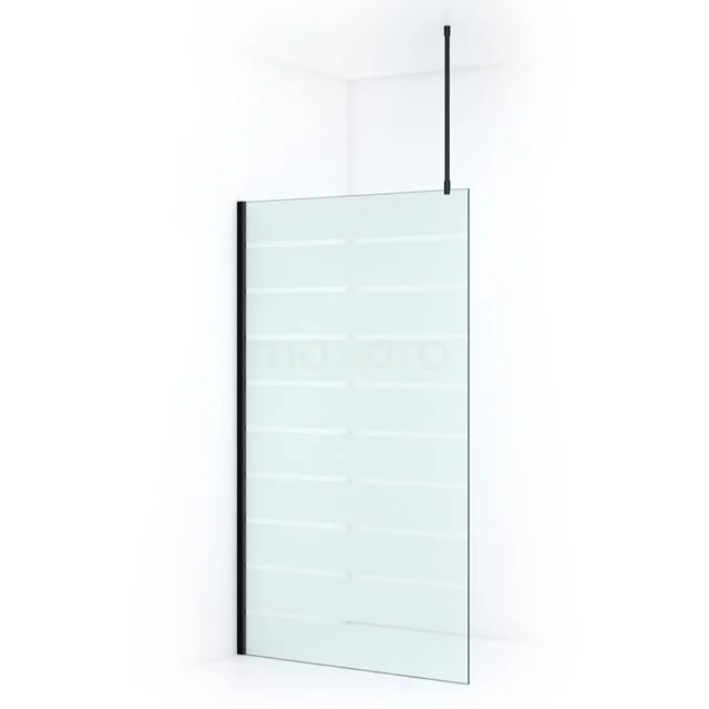 Transparent shower screen with matte black profile, modern design and safety glass, perfect for a stylish bathroom.