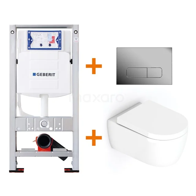 Toilet set Gloss white with Easy clean + Geberit UP320 concealed cistern TOI120