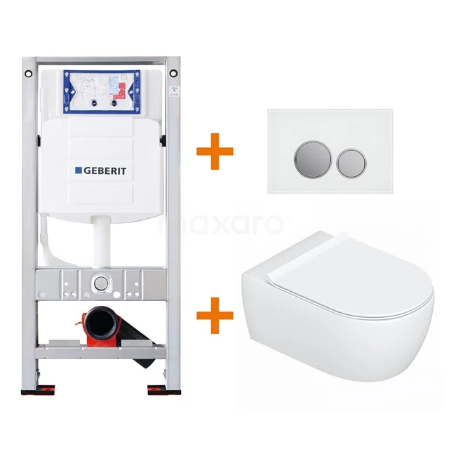 Toilet set Gloss white with Easy clean + Geberit UP320 concealed cistern TOI135