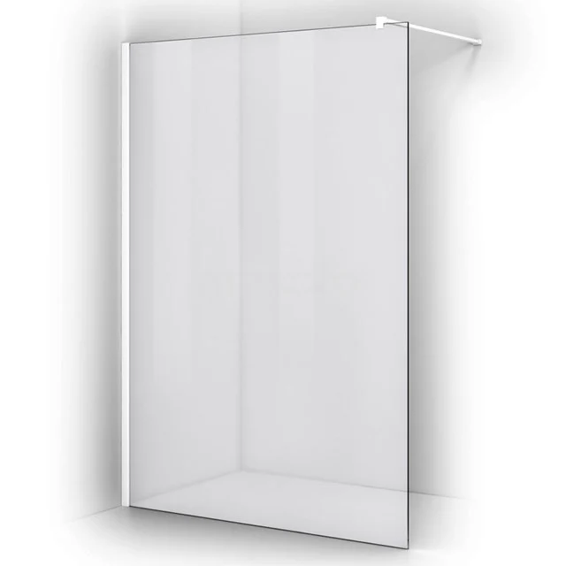 Pearl begehbare Dusche | 140 cm Matt Weiß Feste Wand IPA14300MW Transparente Glas-Duschwand mit Aluminium-Profil, minimalistisches Design, perfekt für ein modernes Badezimmer.