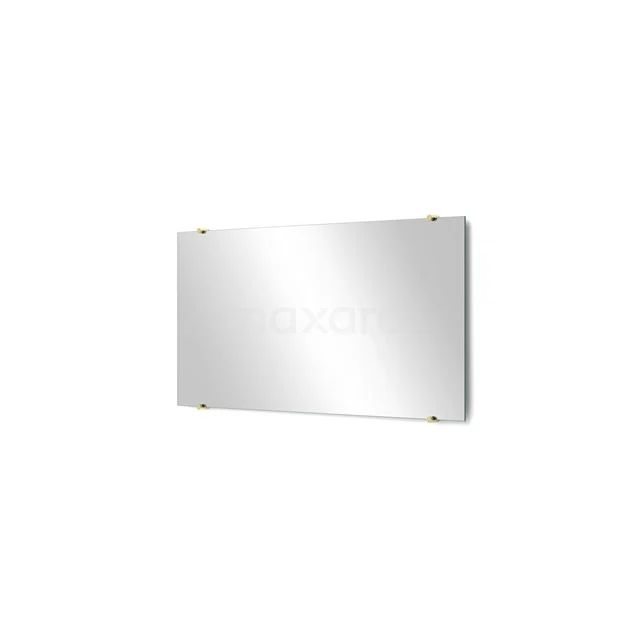 Badezimmerspiegel Solo 100x50cm Spiegelhalter Rund Hellgold M01-100520LG