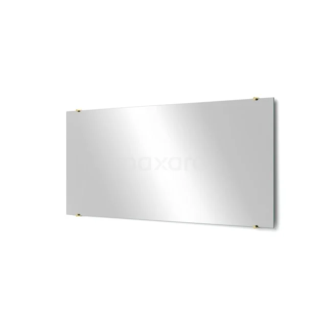 Badezimmerspiegel Solo 140x60cm Spiegelhalter Rund Hellgold M01-140620LG