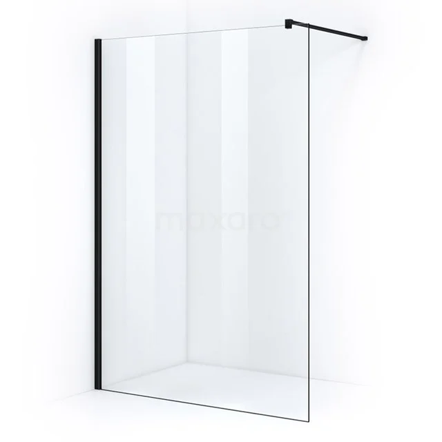 Minimalist black shower screen with clear glass, perfect for a modern bathroom.
