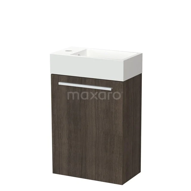 Canto Toilet furniture with basin | 40 cm Dark brown ash Flat front Mineral marble TMW05-00007