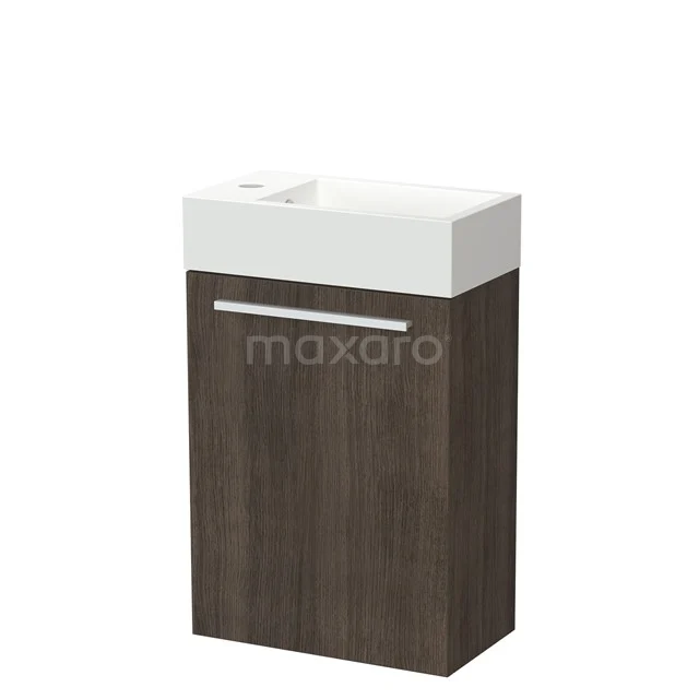 Canto Toiletmeubel met wastafel | 40 cm Donkerbruin essen Vlak front Mineraalmarmer TMW05-00008