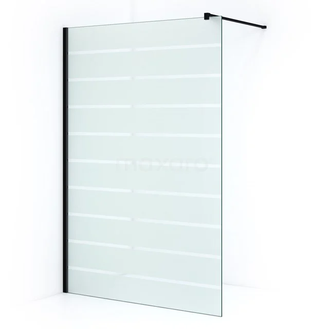 Douchewand Inloopdouche 140cm Matte Strepen Veiligheidsglas 8mm Mat Zwart IPA14306M