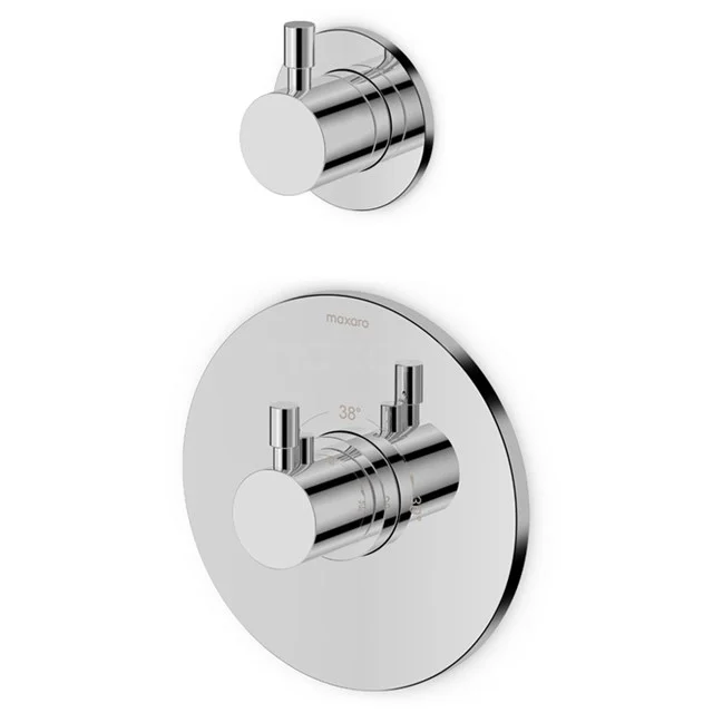 Chrome concealed shower valve with round rosette, minimalist design for a modern bathroom.