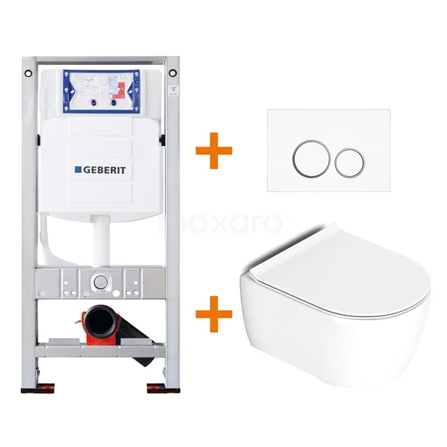 Toilet set Gloss white Shortened with Easy clean + Geberit UP320 concealed cistern TOI151