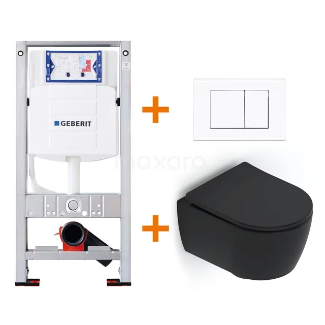 Toilet set Matte black Shortened with Easy clean + Geberit UP320 concealed cistern TOI461