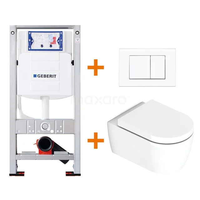 Toilet set Gloss white with rim + Geberit UP320 concealed cistern TOI0001