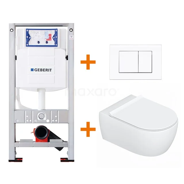 Toilet set Gloss white with Easy clean + Geberit UP320 concealed cistern TOI0004