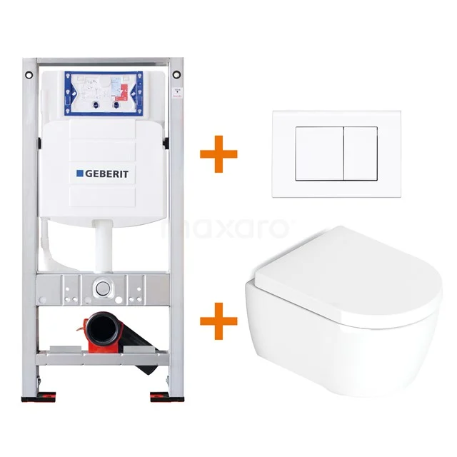 Toilet set Gloss white Shortened with Easy clean + Geberit UP320 concealed cistern TOI0003
