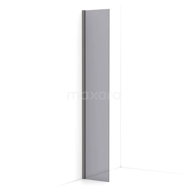 Diamond Walk-in shower | 30 cm Black metal Smoke glass Fixed wall IDA03011ZMN