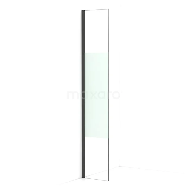 Diamond Walk-in shower | 30 cm Black chrome Clear with matt strip Fixed wall IDA03013BCN