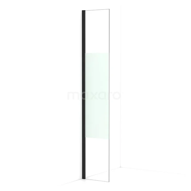Diamond Walk-in shower | 30 cm Matte black Clear with matt strip Fixed wall IDA03013MB