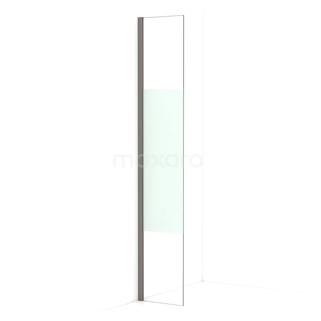 Diamond Walk-in shower | 30 cm Black metal Clear with matt strip Fixed wall IDA03013ZMN