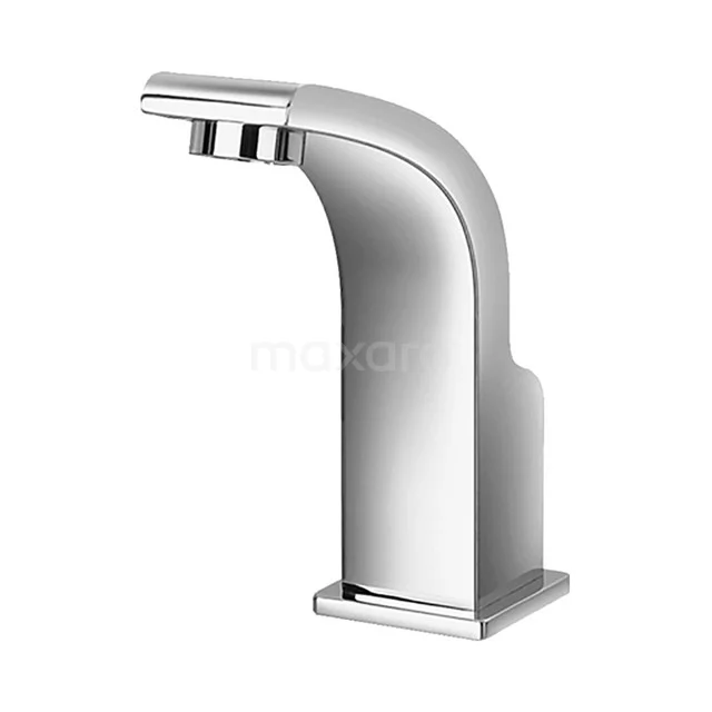 Modern chrome basin tap with curved design, perfect for stylish bathroom fittings. Elegant and durable stainless steel.