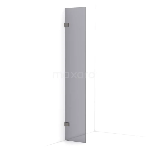 Diamond Walk-in shower | 30 cm Black metal Smoke glass Fixed wall IDA03021ZM
