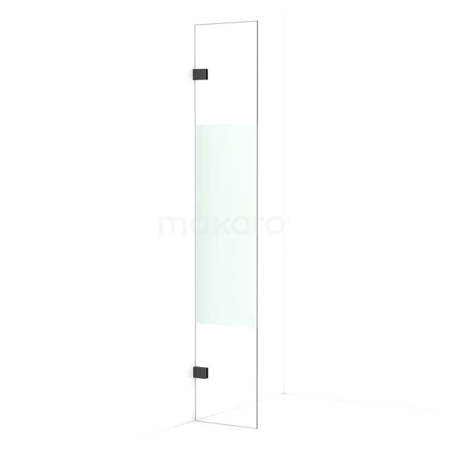 Diamond Walk-in shower | 30 cm Black chrome Clear with matt strip Fixed wall IDA03023BC