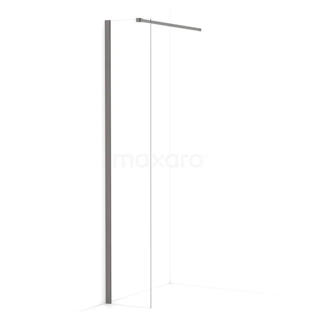 Diamond begehbare Dusche | 40 cm Schwarzes Metall  Feste Wand IDA04110ZMN