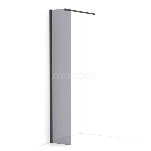 Diamond Walk-in shower | 30 cm Black chrome Smoke glass Fixed wall IDA03111BCN