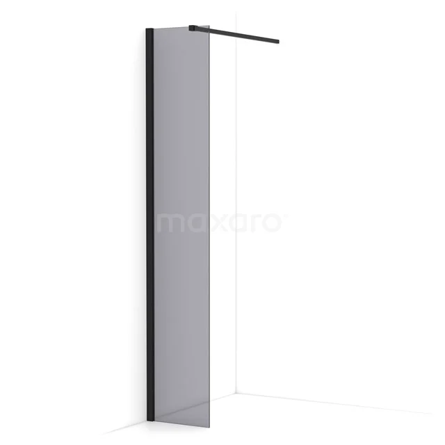 Diamond Walk-in shower | 30 cm Matte black Smoke glass Fixed wall IDA03111MB