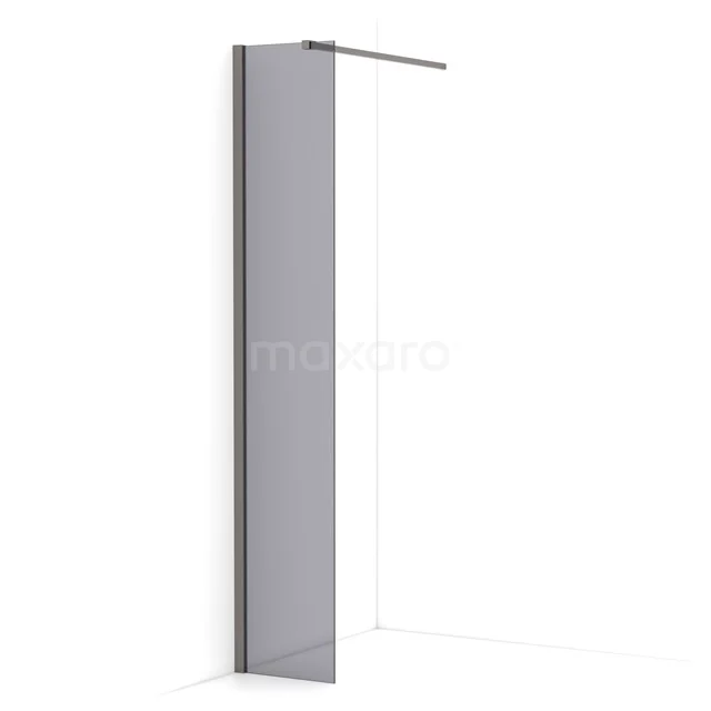 Diamond Walk-in shower | 30 cm Black metal Smoke glass Fixed wall IDA03111ZMN
