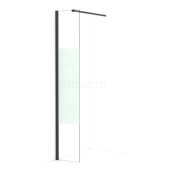 Diamond Walk-in shower | 30 cm Black chrome Clear with matt strip Fixed wall IDA03113BCN