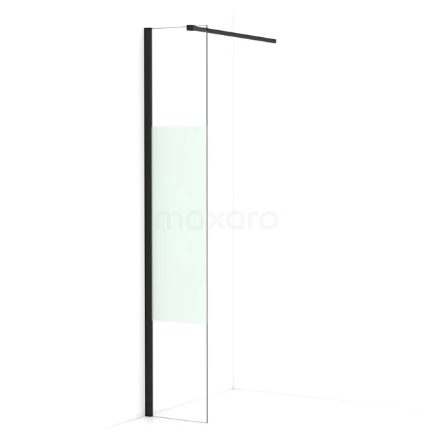 Diamond Walk-in shower | 30 cm Matte black Clear with matt strip Fixed wall IDA03113MB