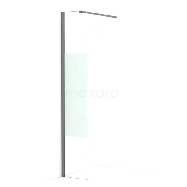 Diamond begehbare Dusche | 30 cm Schwarzes Metall  Feste Wand IDA03113ZMN