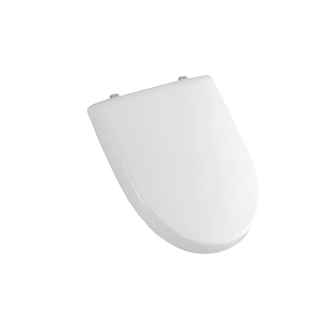 Weiße, ovale WC-Sitz aus langlebigem Kunststoff, perfekt für modernen Badezimmerstil.