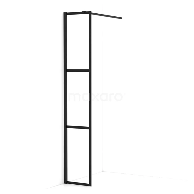 Diamond Walk-in shower | 30 cm Matte black Clear with 4 black stripes Fixed wall IDA03118MB
