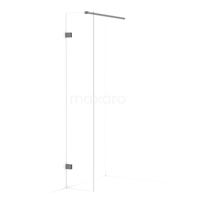 Diamond Walk-in shower | 40 cm Black metal Clear glass Fixed wall IDA04120ZM