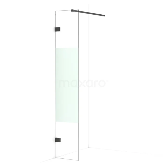 Diamond Walk-in shower | 30 cm Black chrome Clear with matt strip Fixed wall IDA03123BC