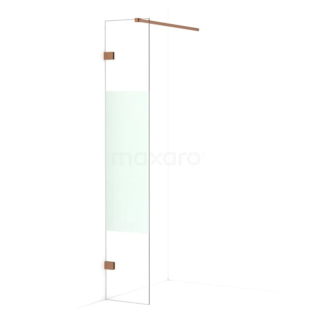 Diamond Walk-in shower | 30 cm Copper Clear with matt strip Fixed wall IDA03123KP